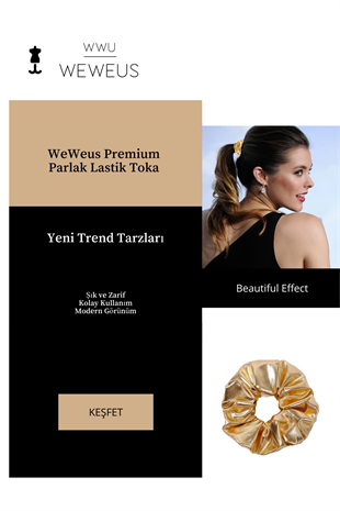 WeWeus Kadın Hediye Deri Görünümlü Gold Altın Lastikli Toka