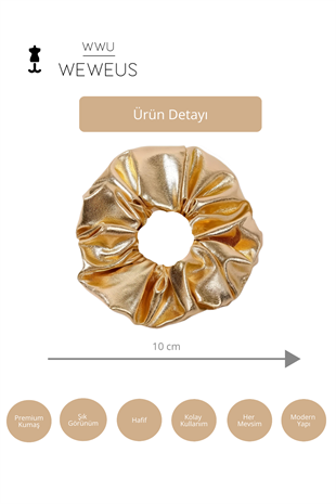 WeWeus Kadın Hediye Deri Görünümlü Gold Altın Lastikli Toka