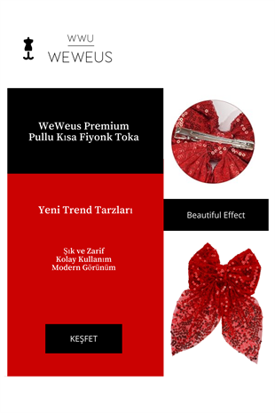WeWeus Kadın Kırmızı Kısa Pullu Fiyonk Kurdela Toka