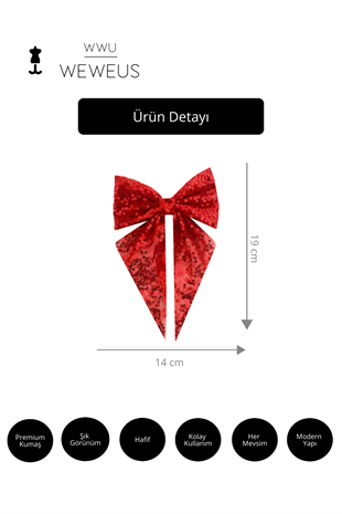 WeWeus Kadın Kırmızı Kısa Pullu Fiyonk Kurdela Toka