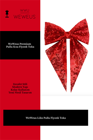 WeWeus Kadın Kırmızı Kısa Pullu Fiyonk Kurdela Toka