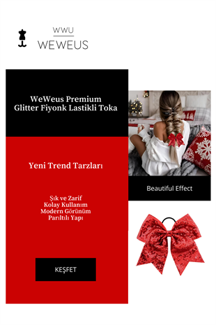 WeWeus Kadın Kırmızı Pullu Glitter Fiyonk Kurdela Lastikli Toka