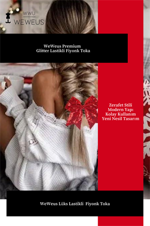 WeWeus Kadın Kırmızı Pullu Glitter Fiyonk Kurdela Lastikli Toka