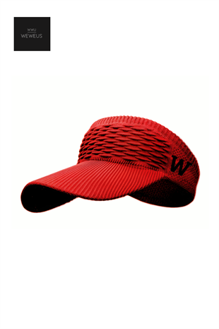 WeWeus Kadın Kırmızı W Nakışlı Uv Korumalı Tenis Golf Vizör Yazlık Şapka