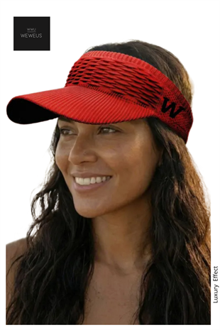 WeWeus Kadın Kırmızı W Nakışlı Uv Korumalı Tenis Golf Vizör Yazlık Şapka