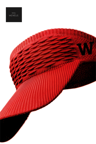 WeWeus Kadın Kırmızı W Nakışlı Uv Korumalı Tenis Golf Vizör Yazlık Şapka