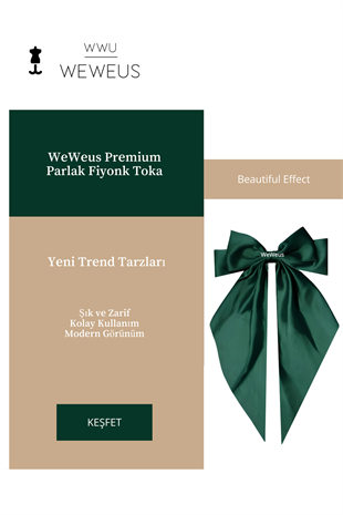 WeWeus Kadın Koyu Yeşil Parlak Fiyonk Kurdela Uzun Lüks Toka