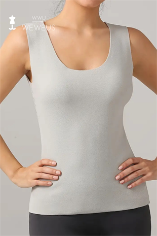 WeWeus Kadın Lüks Gri Termal İçlik Askılı Atlet Body Tişört