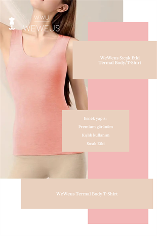 WeWeus Kadın Lüks Pembe Termal İçlik Askılı Atlet Body Tişört
