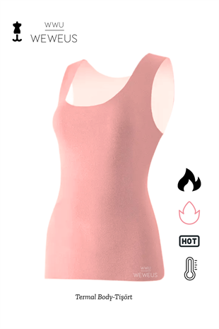 WeWeus Kadın Lüks Pembe Termal İçlik Askılı Atlet Body Tişört