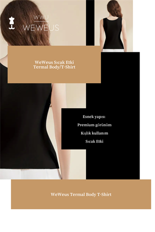 WeWeus Kadın Lüks Siyah Termal İçlik Askılı Atlet Body Tişört