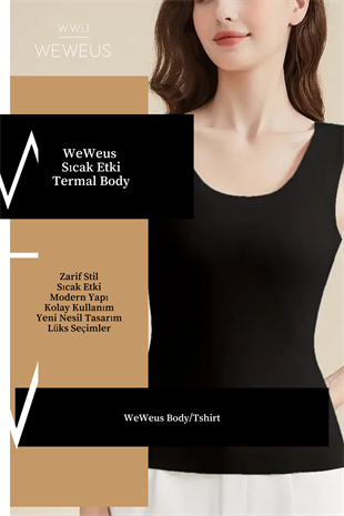 WeWeus Kadın Lüks Siyah Termal İçlik Askılı Atlet Body Tişört