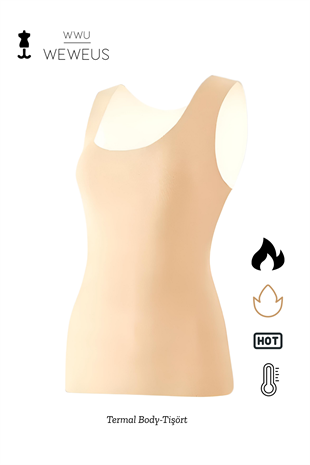WeWeus Kadın Lüks Ten Rengi Termal İçlik Askılı Atlet Body Tişört