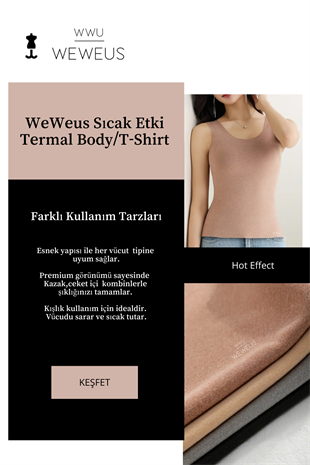 WeWeus Kadın Lüks Vizon Bakır Termal İçlik Askılı Atlet Body Tişört