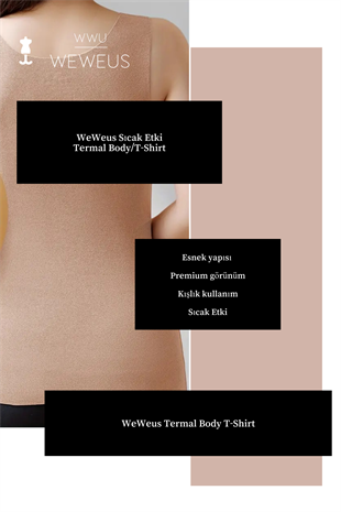 WeWeus Kadın Lüks Vizon Bakır Termal İçlik Askılı Atlet Body Tişört