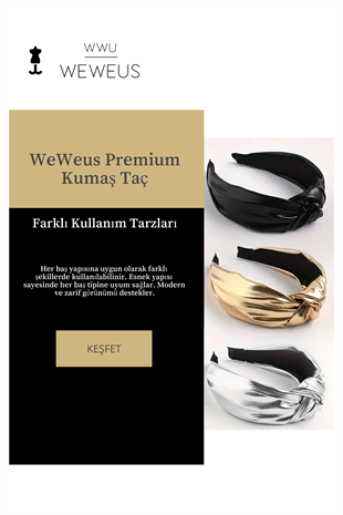 WeWeus Kadın Parlak Altın Rengi Dore Metalik Lüks Taç