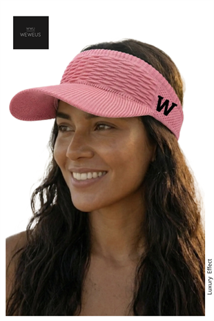 WeWeus Kadın Pembe W Nakışlı Uv Korumalı Tenis Golf Vizör Yazlık Şapka