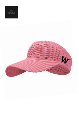 WeWeus Kadın Pembe W Nakışlı Uv Korumalı Tenis Golf Vizör Yazlık Şapka