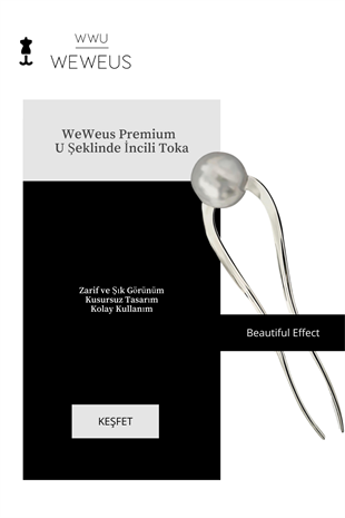 WeWeus Kadın Premium İncili Gri Renk Topuz Tokası