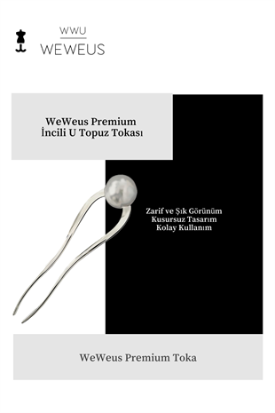 WeWeus Kadın Premium İncili Gri Renk Topuz Tokası
