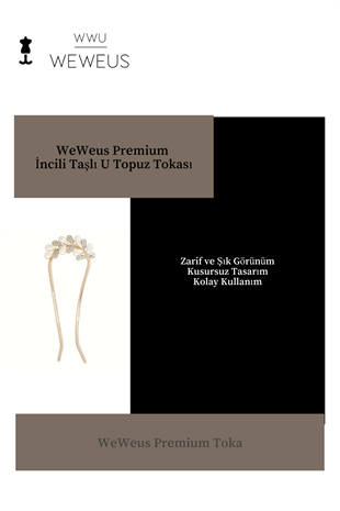 WeWeus Kadın Premium İncili Taşlı Topuz Tokası