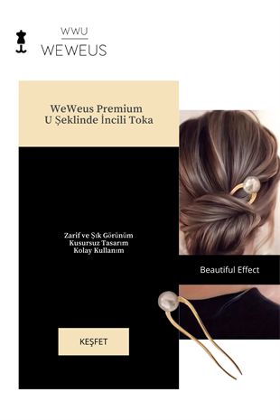 WeWeus Kadın Premium İncili Gold Altın Rengi Topuz Tokası