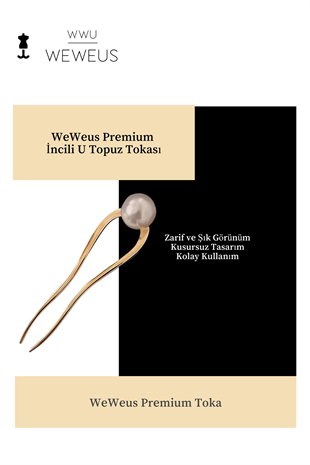 WeWeus Kadın Premium İncili Gold Altın Rengi Topuz Tokası