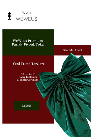 WeWeus Kadın Premium Koyu Yeşil Parlak Fiyonk Toka