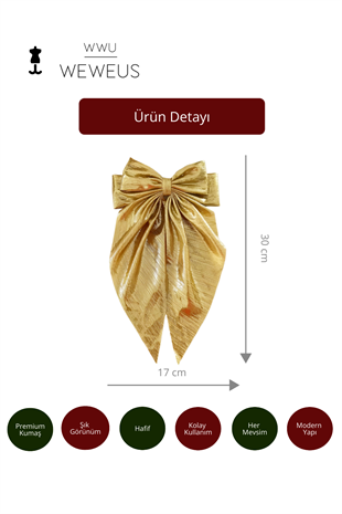 WeWeus Kadın Premium Sarı Gold Parlak Fiyonk Toka