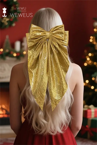 WeWeus Kadın Premium Sarı Gold Parlak Fiyonk Toka