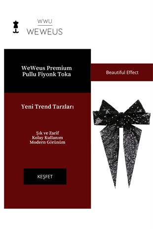 WeWeus Kadın Siyah Pullu Fiyonk Toka