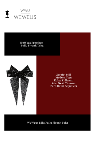 WeWeus Kadın Siyah Pullu Fiyonk Toka