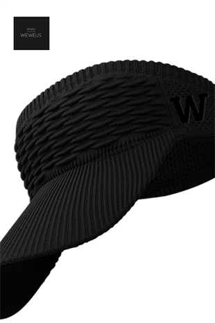 WeWeus Kadın Siyah W Nakışlı Uv Korumalı Tenis Golf Vizör Yazlık Şapka