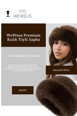 WeWeus Kahverengi Tüylü Kürk Görünümlü Kışlık Premium Kadın Şapka