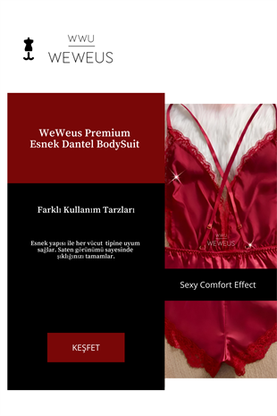 WeWeus Kırmızı Dantel Esnek Lüks BodySuit Pijama Tulum Gecelik