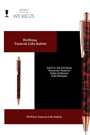 WeWeus Kırmızı Leopar Desen Tasarım Lüks Tükenmez Kalem
