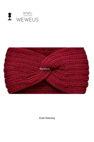 WeWeus Kırmızı Örme Kışlık Premium Kadın Saç Bandı