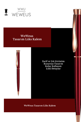 WeWeus Kırmızı Oval Rose Geçmeli Tasarım Lüks Tükenmez Kalem