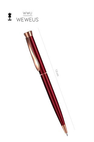 WeWeus Kırmızı Oval Rose Geçmeli Tasarım Lüks Tükenmez Kalem