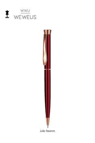WeWeus Kırmızı Oval Rose Geçmeli Tasarım Lüks Tükenmez Kalem