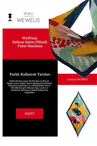 WeWeus Kırmızı Pastel Desen Lüks Piliseli Bandana Fular