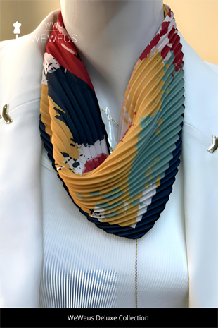 WeWeus Kırmızı Pastel Desen Lüks Piliseli Bandana Fular