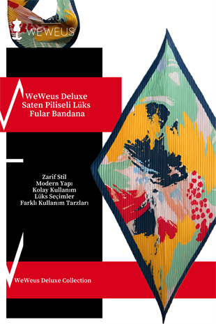 WeWeus Kırmızı Pastel Desen Lüks Piliseli Bandana Fular
