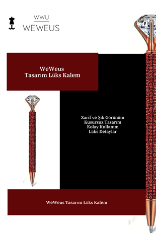 WeWeus Kırmızı Taşlı Tasarım Lüks Tükenmez Kalem