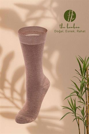Weweus Koyu Bej Doğal Bambu Lüks Kışlık Bayan Çorap 942