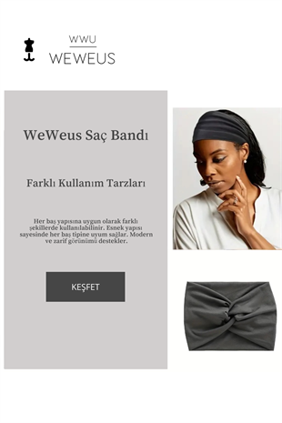 WeWeus Koyu Gri Füme Premium Kadın Saç Bandı