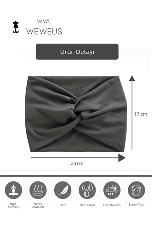 WeWeus Koyu Gri Füme Premium Kadın Saç Bandı