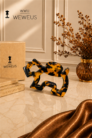 WeWeus Koyu Renk Leopar Desenli Premium Köpek Şekilli Kemik Mandal Toka
