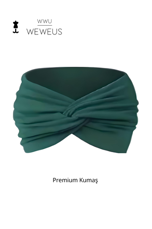 WeWeus Koyu Yeşil Düz Premium Kadın Saç Bandı