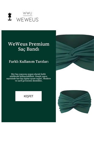 WeWeus Koyu Yeşil Düz Premium Kadın Saç Bandı